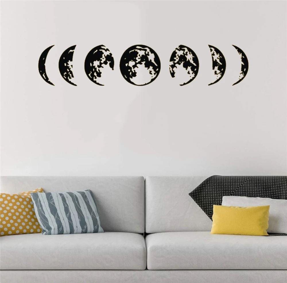 

Moon Phase Map Moon Wall Sticker Change Pattern Carved Art Wall Decal Home Decor For Living Room Vinyl Mural DW6850