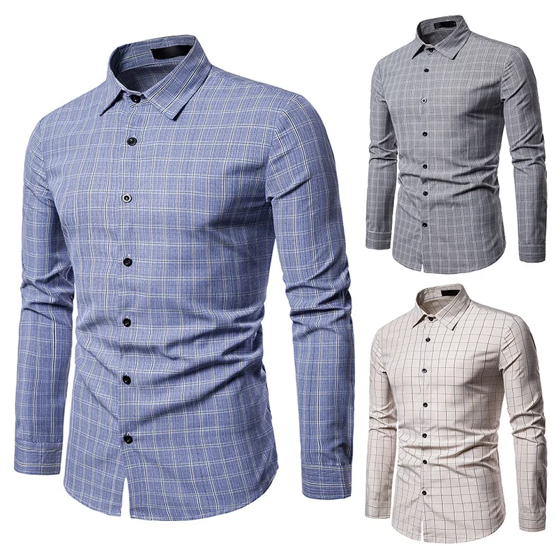 Men's Plaid Shirt Long Sleeve Turn Down Collar Cardigan Striped Shirt Casual Single-Breasted Slim Type Tops
Men's Plaid Shirt Long Sleeve Turn Down Collar Cardigan Striped Shirt Casual Single-Breasted Slim Type Tops