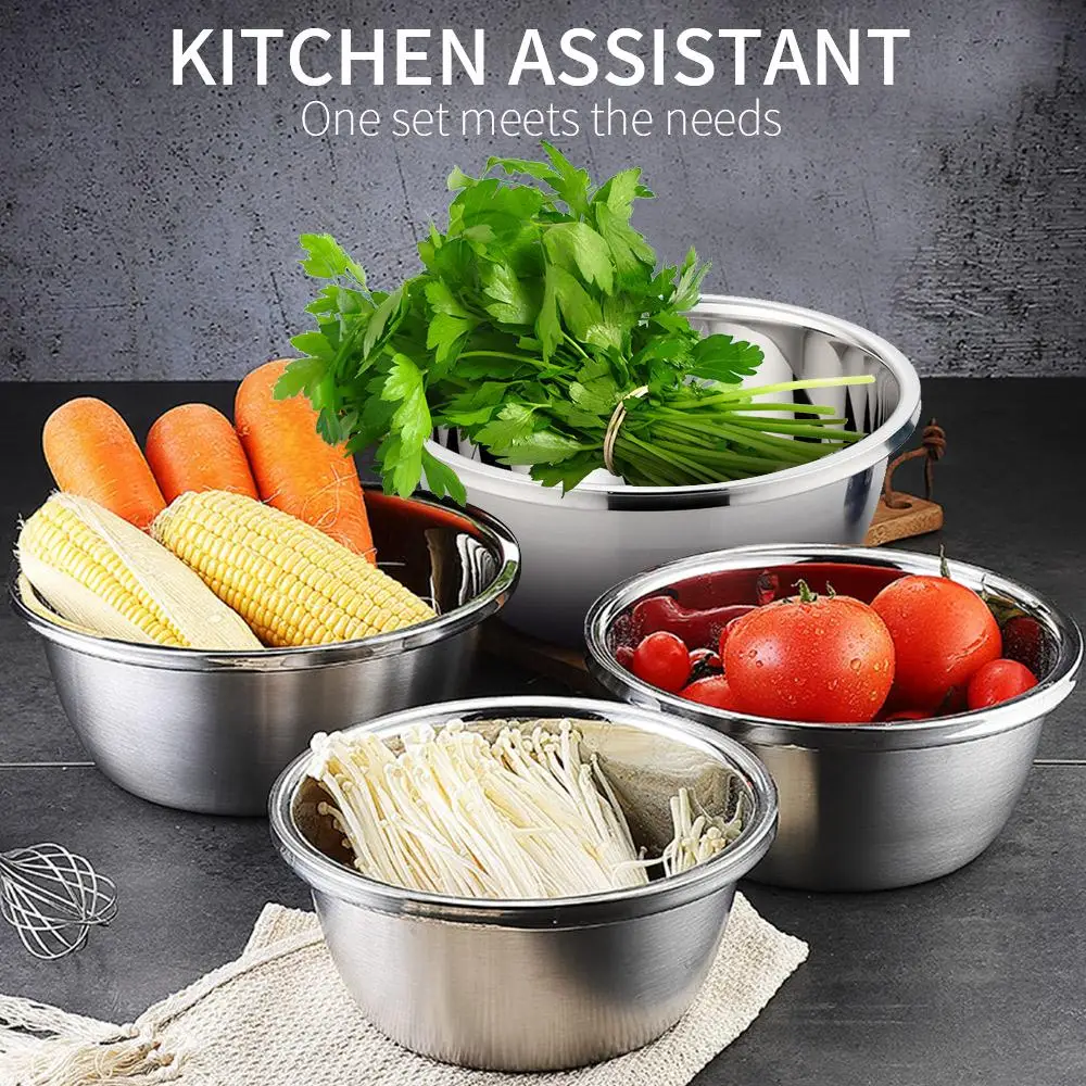 Egg Bowl Wash Rice Sieve Non Slip Silver Multifunction Mixing Nesting Whisking Bowls Kitchen Tool Vegetable Sink
Egg Bowl Wash Rice Sieve Non Slip Silver Multifunction Mixing Nesting Whisking Bowls Kitchen Tool Vegetable Sink