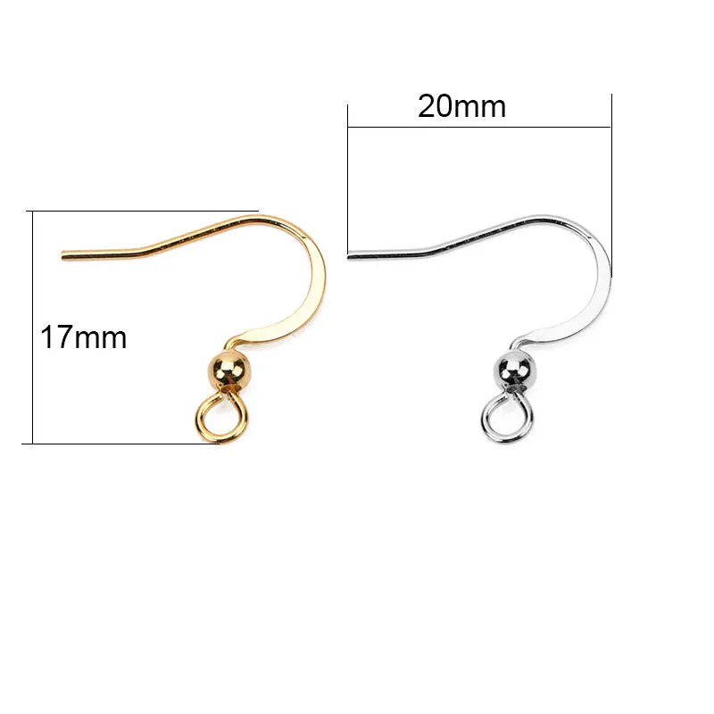 50pcs Stainless Steel Hypoallergenic Earring Hooks 17*20mm Gold Color Clasp Wire Diy Jewelry Making Findings Accessories | Украшения и