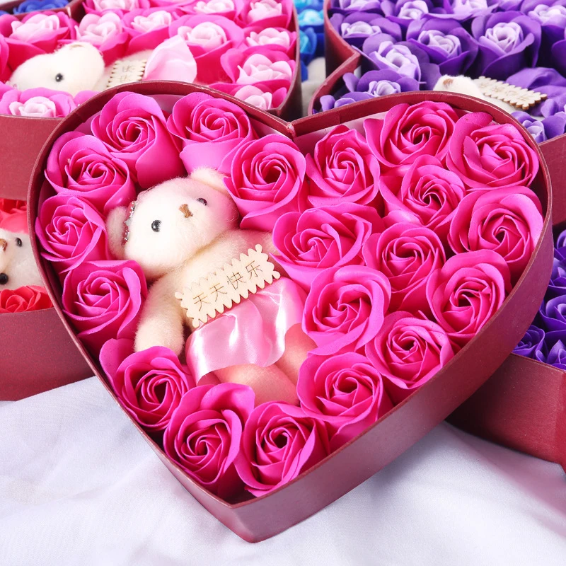 Heart-Shaped Soap Rose Flowers Bear Gift Box Valentine Romantic Wedding Party Flower For Girlfriend Wife Romantic Gift
Heart-Shaped Soap Rose Flowers Bear Gift Box Valentine Romantic Wedding Party Flower For Girlfriend Wife Romantic Gift