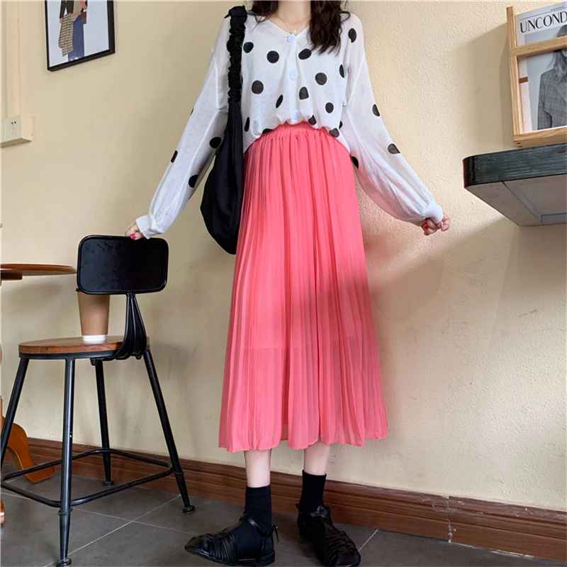 2020 Autumn Women Skirt Solid Chiffon Pleated All-Match High Waist Thin Simple Loose Elegance Fashion Female Office Lady
2020 Autumn Women Skirt Solid Chiffon Pleated All-Match High Waist Thin Simple Loose Elegance Fashion Female Office Lady