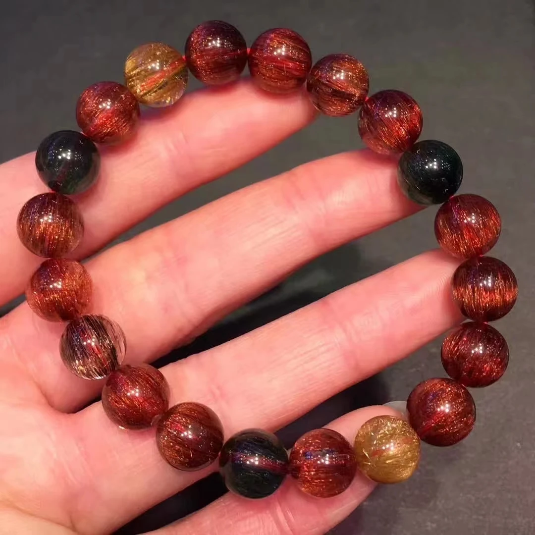 Natural Copper Rutilated Quartz Bracelet Brazil 9.5mm Green Rutilated Clear Round Beads Women Men Cat Eye Wealthy AAAAAAA
Natural Copper Rutilated Quartz Bracelet Brazil 9.5mm Green Rutilated Clear Round Beads Women Men Cat Eye Wealthy AAAAAAA
