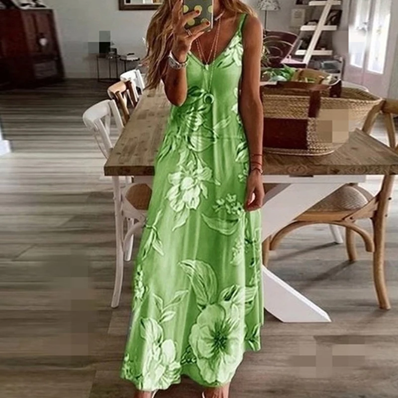 Summer Women Maxi Dress Casual Sexy Boho Printed Long Dresses Sleeveless V Neck Ladies Loose Dress
Summer Women Maxi Dress Casual Sexy Boho Printed Long Dresses Sleeveless V Neck Ladies Loose Dress