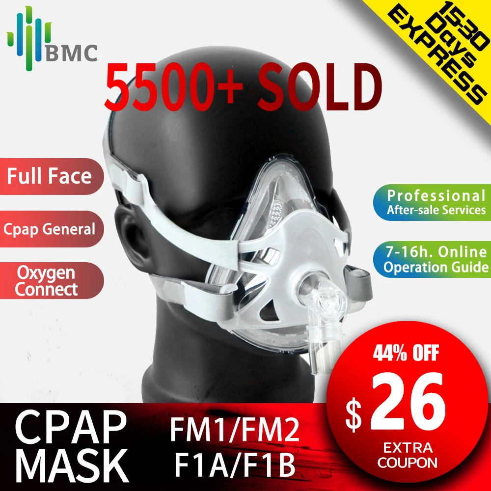 BMC FM1 Full Face Mask Медицинская рото носовая маска силиконовогогели для терапии храпа с
