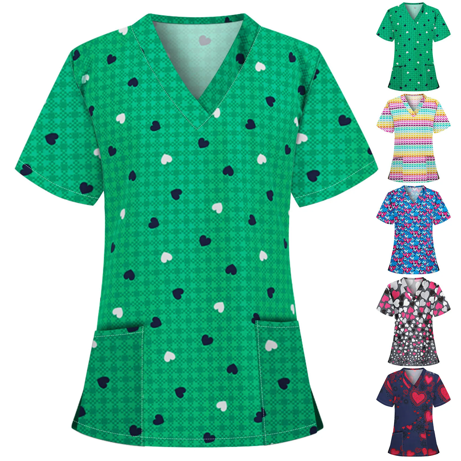 Nurse Uniform Workwear Pattern Printing V-neck Blouse Tops Scrubs Short Sleeve Women Breathable Pharmacy Nursing Uniform
Nurse Uniform Workwear Pattern Printing V-neck Blouse Tops Scrubs Short Sleeve Women Breathable Pharmacy Nursing Uniform