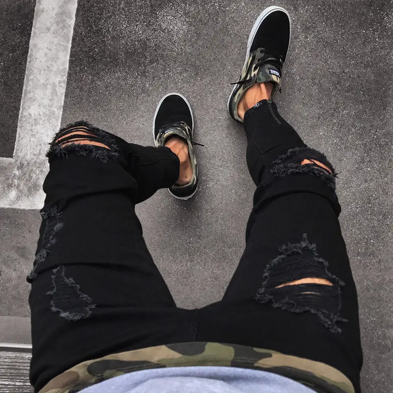 Mens Black Jeans Skinny Ripped Destroyed Stretch Slim Fit Pants With Holes For Men Frayed Pants Zipper Distressed Rip Troursers
Mens Black Jeans Skinny Ripped Destroyed Stretch Slim Fit Pants With Holes For Men Frayed Pants Zipper Distressed Rip Troursers
