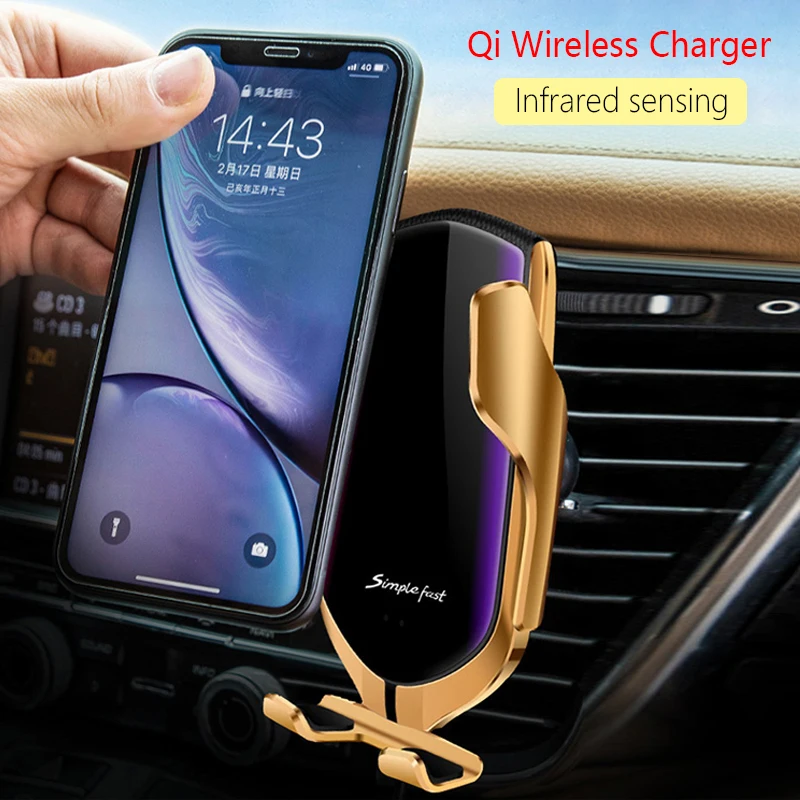 Qi Wireless Charger Car Fast Charging Bracket for iPhone X Xs Max XR Samsung S9 S10 Note 8 9 Infrared Sensing Automatic Clip
Qi Wireless Charger Car Fast Charging Bracket for iPhone X Xs Max XR Samsung S9 S10 Note 8 9 Infrared Sensing Automatic Clip