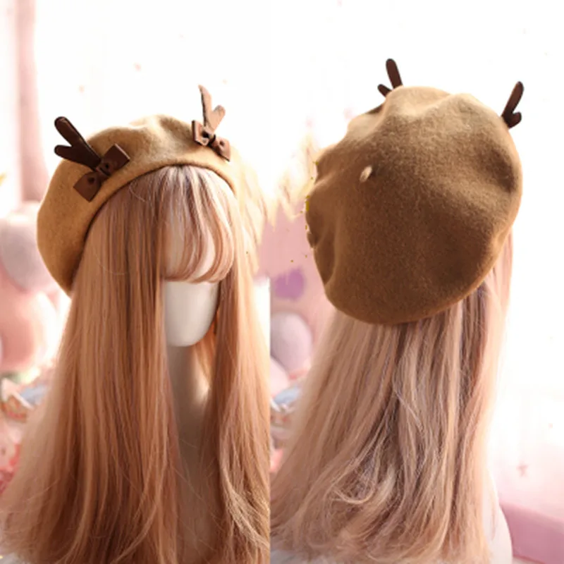 Christmas gift day soft sister autumn winter christmas antler Beret wool painter hat lovely antler cake bud hat
Christmas gift day soft sister autumn winter christmas antler Beret wool painter hat lovely antler cake bud hat