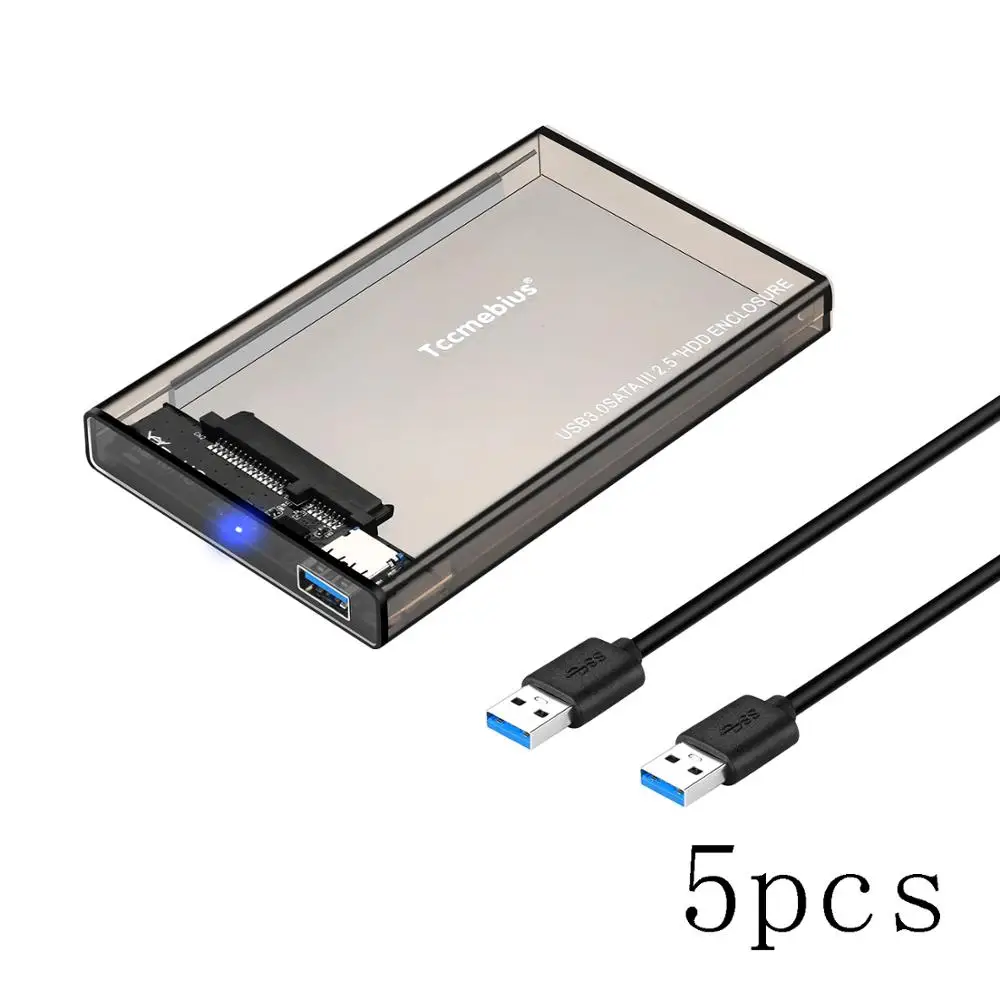 Tccmebius 5 PCS USB 3.0 to SATA Hard Drive Enclosure, Maximum Capacity is 2TB, Support UASP and Automatic Sleep Function
Tccmebius 5 PCS USB 3.0 to SATA Hard Drive Enclosure, Maximum Capacity is 2TB, Support UASP and Automatic Sleep Function