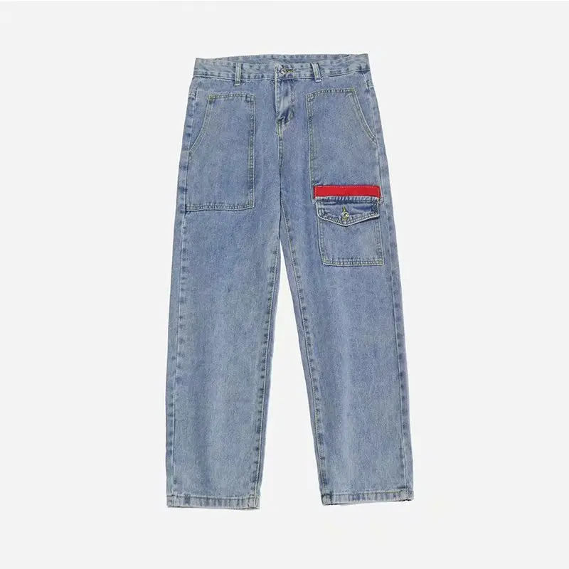 2020 new jeans men's loose tide brand nine points wild men's pants Korean trend spring casual trousers straight wide legs