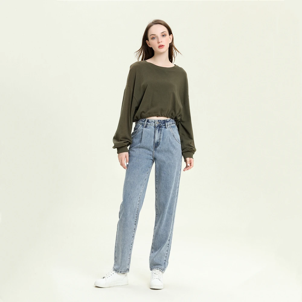 Женские прямые джинсы с высокой талией Осень зима 2020 свободные Джинсы бойфренда
