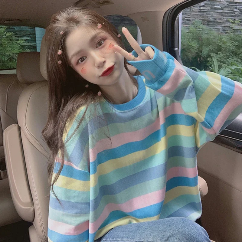 Japanese Style Stripe Long-Sleeved Sweater Women's Korean Style Pullover Salt BF Lazy Thin Coat Loose Students
Japanese Style Stripe Long-Sleeved Sweater Women's Korean Style Pullover Salt BF Lazy Thin Coat Loose Students