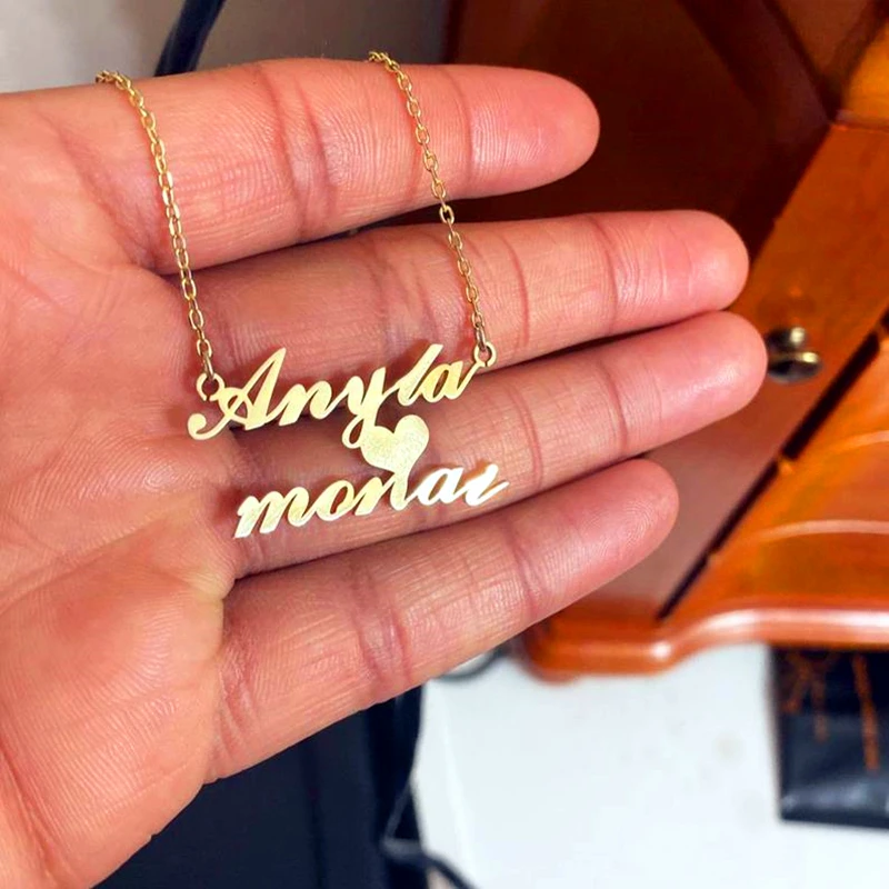 Custom Name Necklace For Loves BFF Stainless Steel Personalized Two Name Heart Couple Nameplate Pendant Necklace Collier Femme
Custom Name Necklace For Loves BFF Stainless Steel Personalized Two Name Heart Couple Nameplate Pendant Necklace Collier Femme