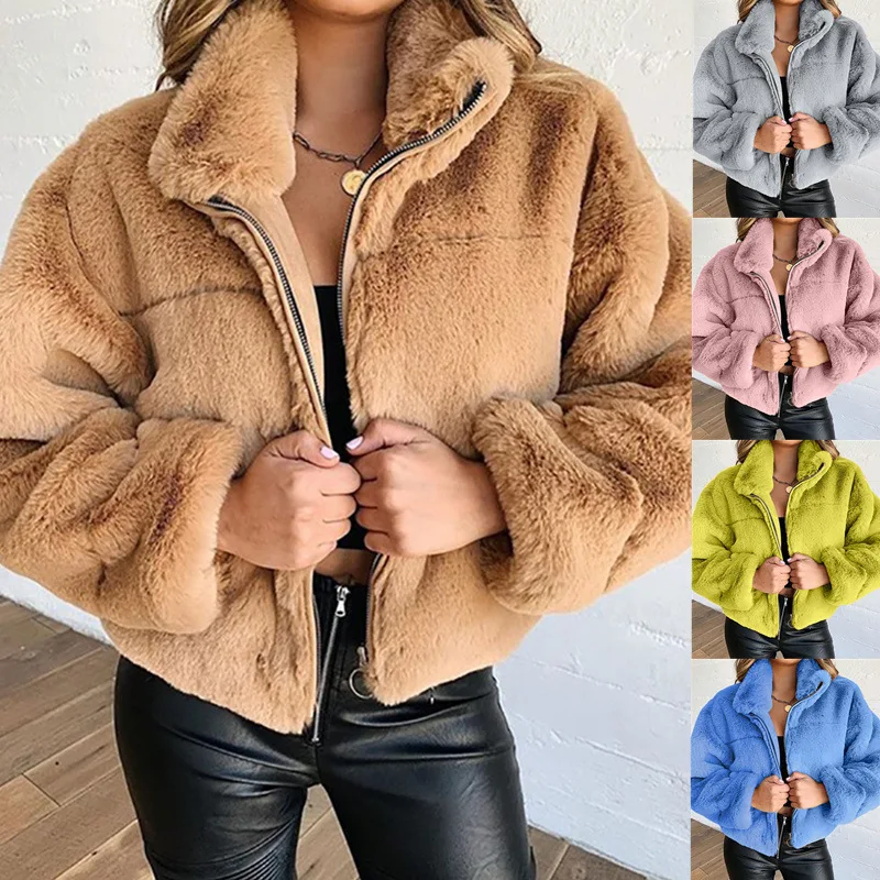 New Women Autumn Winter Fashion Stand Up Collar Zipper Cardigan Women Plush Short Coat
New Women Autumn Winter Fashion Stand Up Collar Zipper Cardigan Women Plush Short Coat
