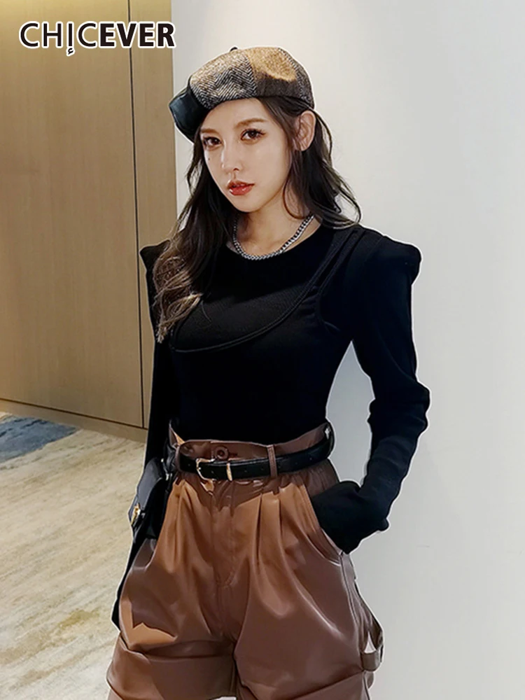 CHICEVER Designer T Shirt For Women O Neck Puff Long Sleeve Patchwork Knitting Casual T Shirts Female 2021 Autumn Clothes Style
CHICEVER Designer T Shirt For Women O Neck Puff Long Sleeve Patchwork Knitting Casual T Shirts Female 2021 Autumn Clothes Style