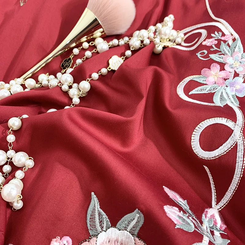 Red Wedding Style Flowers Embroidery 100S Egyptian Cotton Bedding Set Queen King Duvet Cover Bed Linen Fitted Sheet Pillowcases
Red Wedding Style Flowers Embroidery 100S Egyptian Cotton Bedding Set Queen King Duvet Cover Bed Linen Fitted Sheet Pillowcases