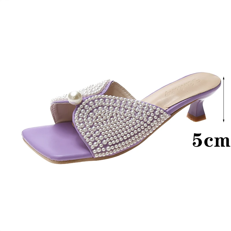 Wohdhe Elegant Women Slippers Summer Shoes String Bead Mixed Colors Med Heels Pearl Slides Trend Slaps Female New 2021 Heels 5cm
Wohdhe Elegant Women Slippers Summer Shoes String Bead Mixed Colors Med Heels Pearl Slides Trend Slaps Female New 2021 Heels 5cm