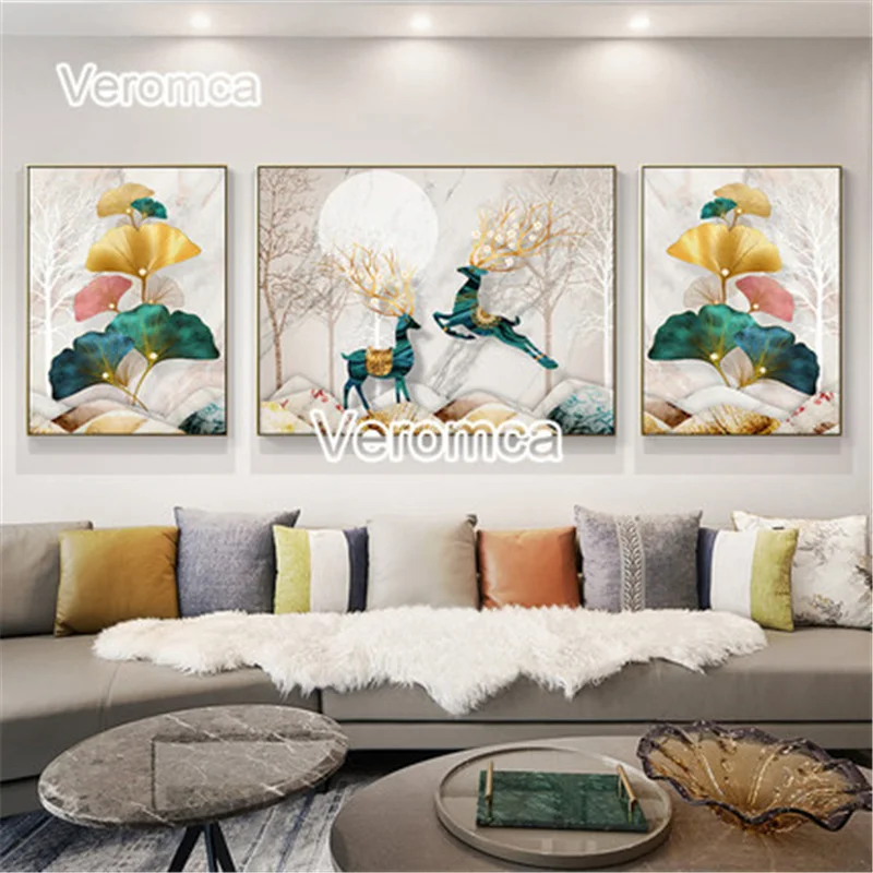 5D Diy Diamond Painting Living Room Wall Decor Gold Elk Ginkgo Leaf Landscape Triptych Cross Stitch Kit Full Diamond Embroidery
5D Diy Diamond Painting Living Room Wall Decor Gold Elk Ginkgo Leaf Landscape Triptych Cross Stitch Kit Full Diamond Embroidery