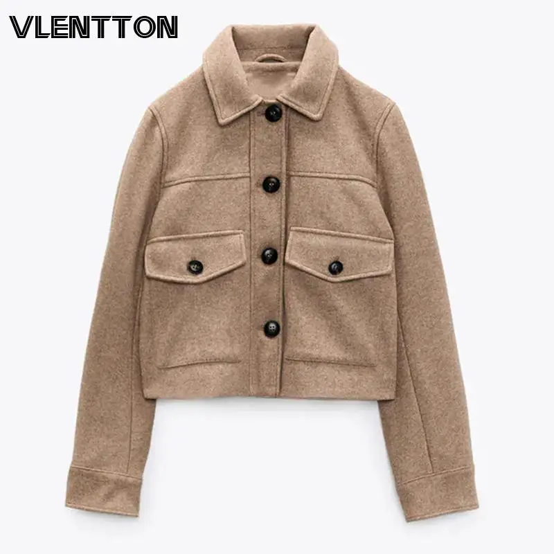 Женская короткая шерстяная куртка на пуговицах, Повседневная Свободная теплая куртка с карманами, в винтажном стиле, Осень-зима 2021
Женская короткая шерстяная куртка на пуговицах, Повседневная Свободная теплая куртка с карманами, в винтажном стиле, Осень-зима 2021