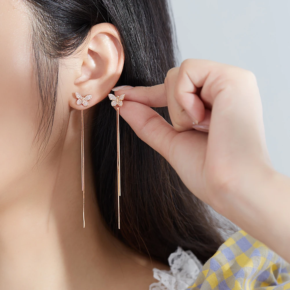 ZEMIOR Sterling Silver 925 Jewelry For Women Cute Butterfly Earrings For Girl Dazzling Zircon Gold Color Tassel Drop Earring
ZEMIOR Sterling Silver 925 Jewelry For Women Cute Butterfly Earrings For Girl Dazzling Zircon Gold Color Tassel Drop Earring