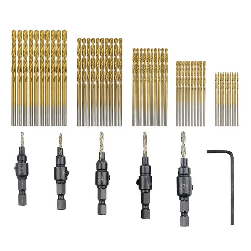 55 PCS HSS 4241 Countersink Cone Drill Bit Set and High Speed Steel HSS Titanium Twist Drill Bits (1 mm-3 mm)
55 PCS HSS 4241 Countersink Cone Drill Bit Set and High Speed Steel HSS Titanium Twist Drill Bits (1 mm-3 mm)