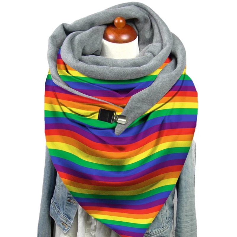 Women Winter Thicken Warm Large Scarf Butterfly Rainbow Stripes Print Neck Warmer Snood with Clip Thermal Blanket Shawl
Women Winter Thicken Warm Large Scarf Butterfly Rainbow Stripes Print Neck Warmer Snood with Clip Thermal Blanket Shawl