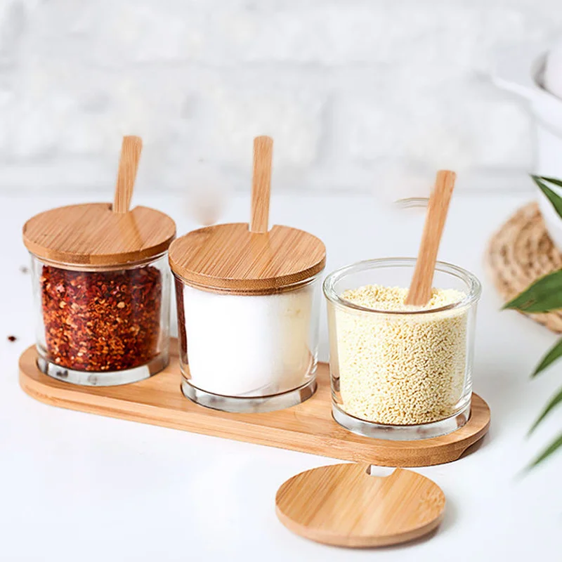 Kitchen Supplies Thickened Glass Seasoning Box Salt Sugar Pot Seasoning Jar Chicken and MSG Seasoning Bottle Set Spice Rack 
Kitchen Supplies Thickened Glass Seasoning Box Salt Sugar Pot Seasoning Jar Chicken and MSG Seasoning Bottle Set Spice Rack