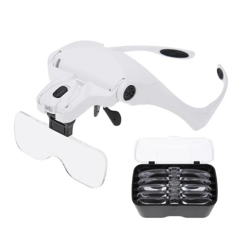 1.0X 1.5X 2.0X 2.5X 3.5X Adjustable 5 Lens Loupe LED Light Headband Magnifier Glass LED Magnifying Glasses With Lamp
1.0X 1.5X 2.0X 2.5X 3.5X Adjustable 5 Lens Loupe LED Light Headband Magnifier Glass LED Magnifying Glasses With Lamp