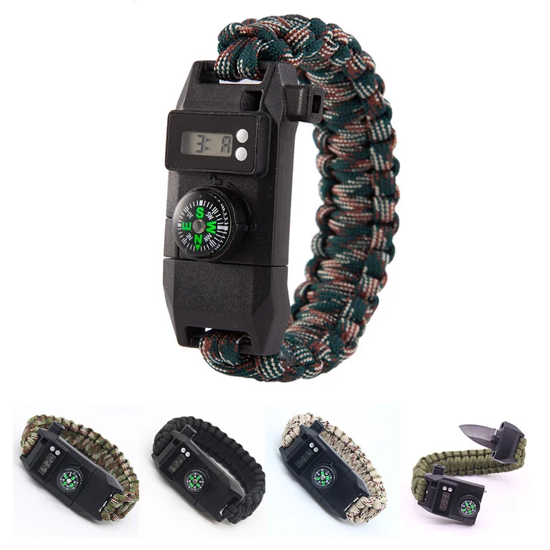 Handwoven Paracord Outdoor Adventure Multi-function Bracelets Military Tactical Wrist Strap Survival Tools Compass Watch Whistle
Handwoven Paracord Outdoor Adventure Multi-function Bracelets Military Tactical Wrist Strap Survival Tools Compass Watch Whistle