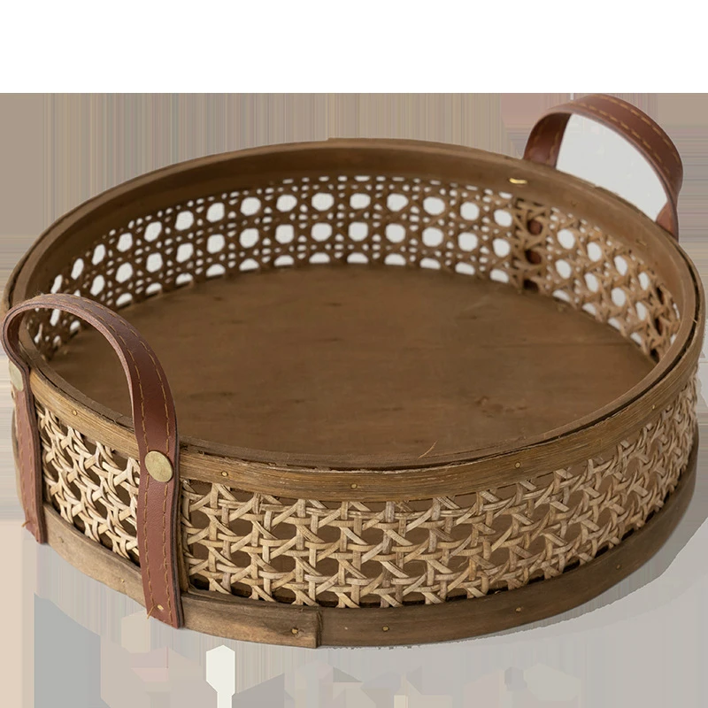 Natural rattan woven storage basket home living room round placing tray for fruit bread fashion breathable desktop organizer
Natural rattan woven storage basket home living room round placing tray for fruit bread fashion breathable desktop organizer
