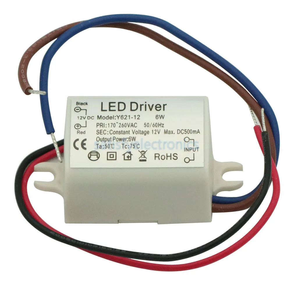 6W ватт высокого стабилизатора тока светодиода постоянного AC170V 260V 50 60Hz 500mA DC