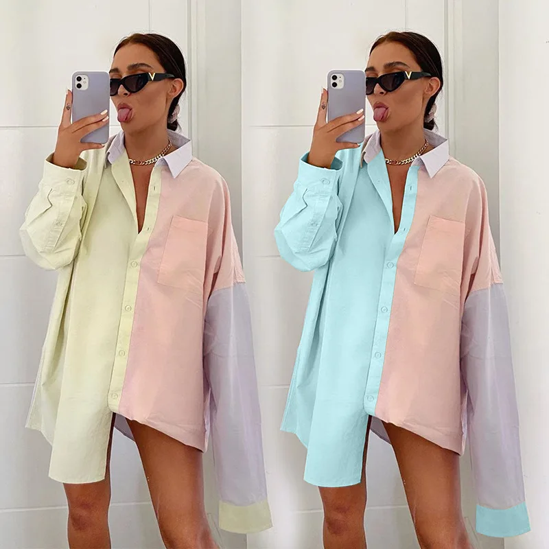 2020 Autumn Popular Contrast Color Shirt Women's Design Shirt Blouse Lapel Fashion Long-sleeved Shirts Tops Female Spring Coat
2020 Autumn Popular Contrast Color Shirt Women's Design Shirt Blouse Lapel Fashion Long-sleeved Shirts Tops Female Spring Coat