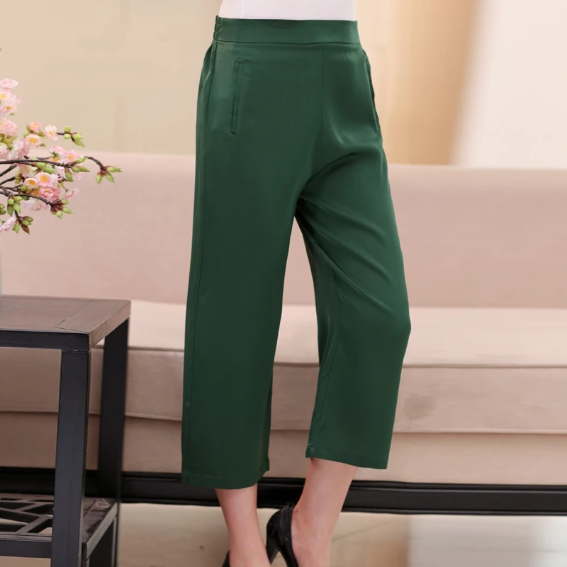Women Wide leg pants 93% Silk 7% Spandex Cropped Lounging Pants High Waist Straight Pants Solid Black White Size L XL XXL XXXL 
Women Wide leg pants 93% Silk 7% Spandex Cropped Lounging Pants High Waist Straight Pants Solid Black White Size L XL XXL XXXL