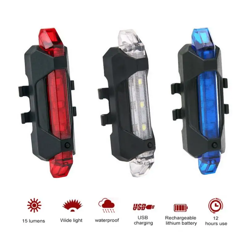 

USB Rechargeable Bicycle Light Mountain Bike Cycling Light LED Taillamp Safety Warning Light Waterproof bike Rear Tail Light