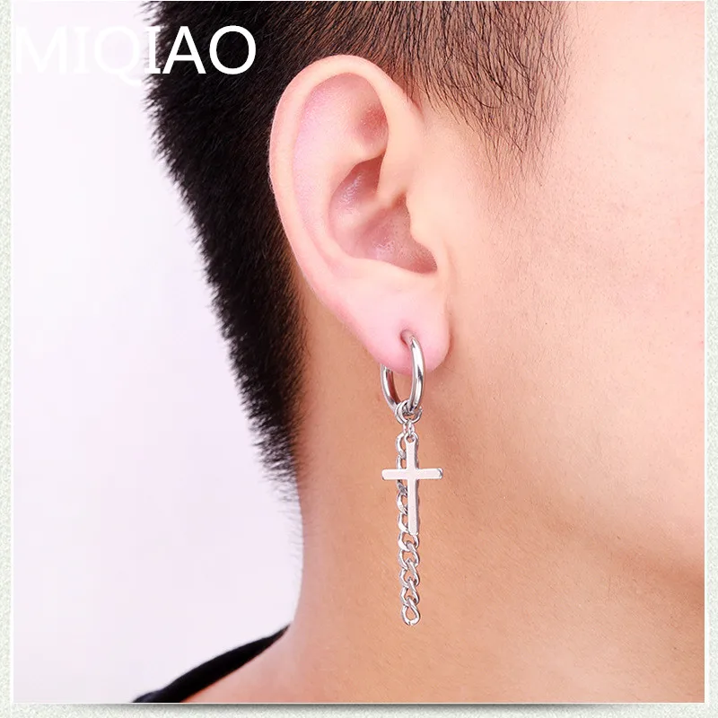 

Superior tassel chain earrings for trendy men's Earrings without ear holes titanium steel earrings