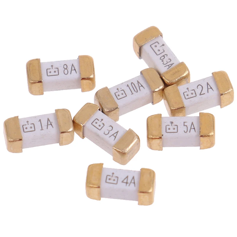 10 шт./лот Gold Foot 1808 125V SMD Быстрый выдувной предохранитель 0.5A 0.75A 1A 2A 3A 4A 5A 6.3A 8A 10A 0451