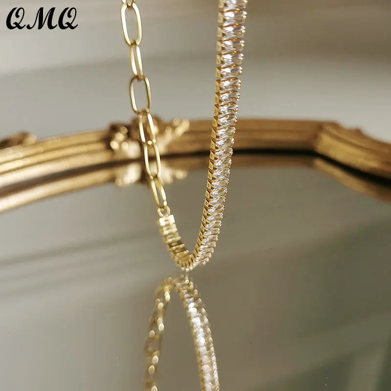 Real 925 Sterling Silver Asymmetric Chain Gem Necklace for Women Luxury18k Golden Cubic Zircon Clavicle Necklaces Jewelry Gift
Real 925 Sterling Silver Asymmetric Chain Gem Necklace for Women Luxury18k Golden Cubic Zircon Clavicle Necklaces Jewelry Gift