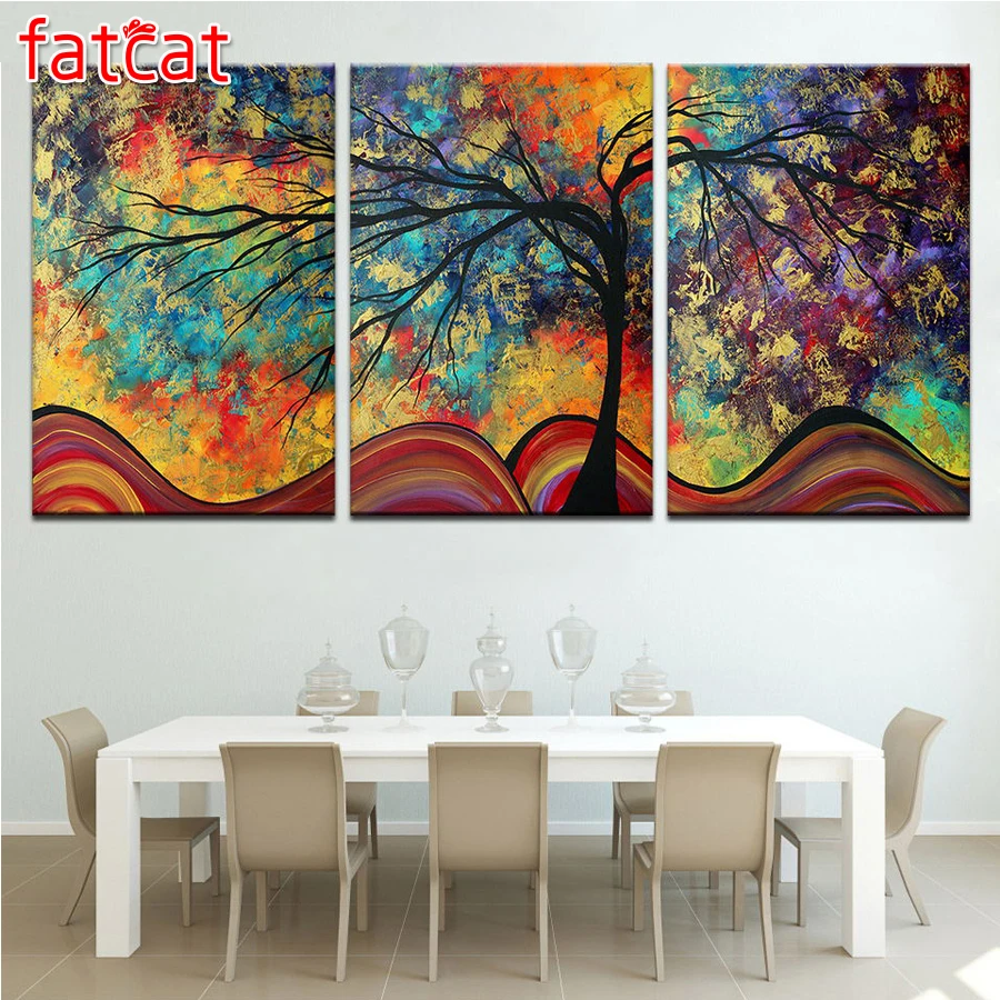 

FATCAT полный 5D Diy Daimond картина, абстрактная Бриллиантовая мозаика дерево, квадратные круглые стразы, вышивка, пейзаж, 3 шт. Декор AE471