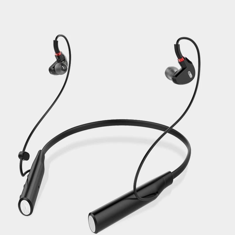 Двойные динамические наушники беспроводные с шейным ремешком Bluetooth Спортивная
