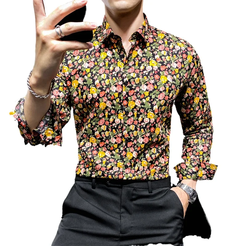 Loldeal New Spring Men Slim Floral Print Long Sleeve Shirts Fashion Brand Party Holiday Casual Dress Flower Shirt Homme 
Loldeal New Spring Men Slim Floral Print Long Sleeve Shirts Fashion Brand Party Holiday Casual Dress Flower Shirt Homme