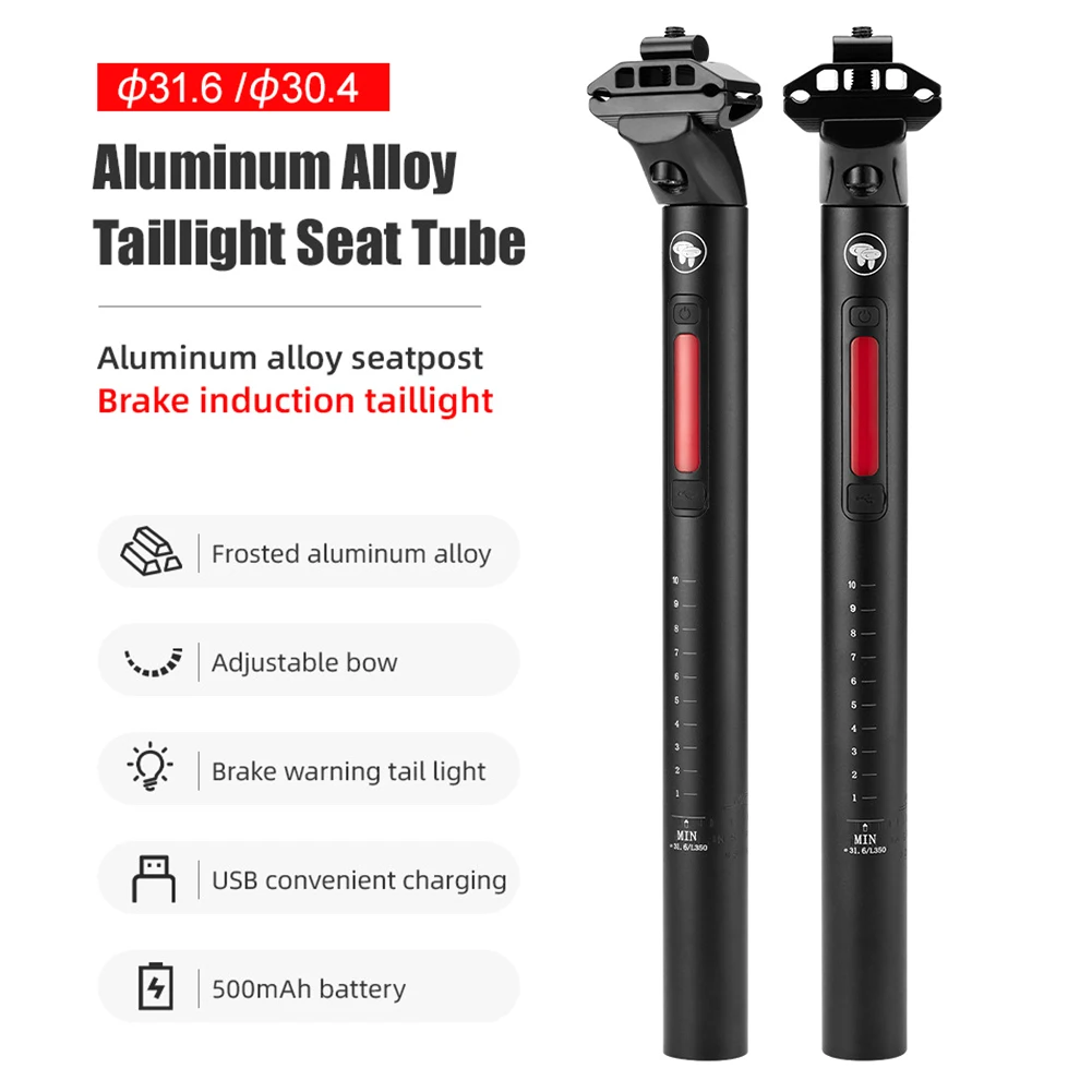 350*30.4/31.6mm Bicycle Seatpost with Brake Light Aluminum Alloy Seat Tube Adjustable Clamp MTB Seatpost Bicycle Accessories
350*30.4/31.6mm Bicycle Seatpost with Brake Light Aluminum Alloy Seat Tube Adjustable Clamp MTB Seatpost Bicycle Accessories