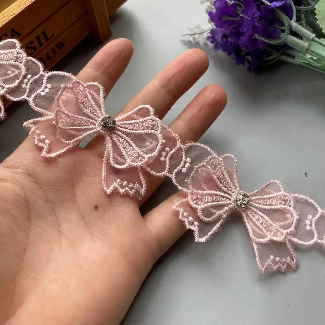 1 Yard Pink Mesh Lace Bowknot Rhinestones Embroidered Lace Trim Ribbon Patches Applique Fabric DIY Wedding Dress Sewing Supplies
1 Yard Pink Mesh Lace Bowknot Rhinestones Embroidered Lace Trim Ribbon Patches Applique Fabric DIY Wedding Dress Sewing Supplies