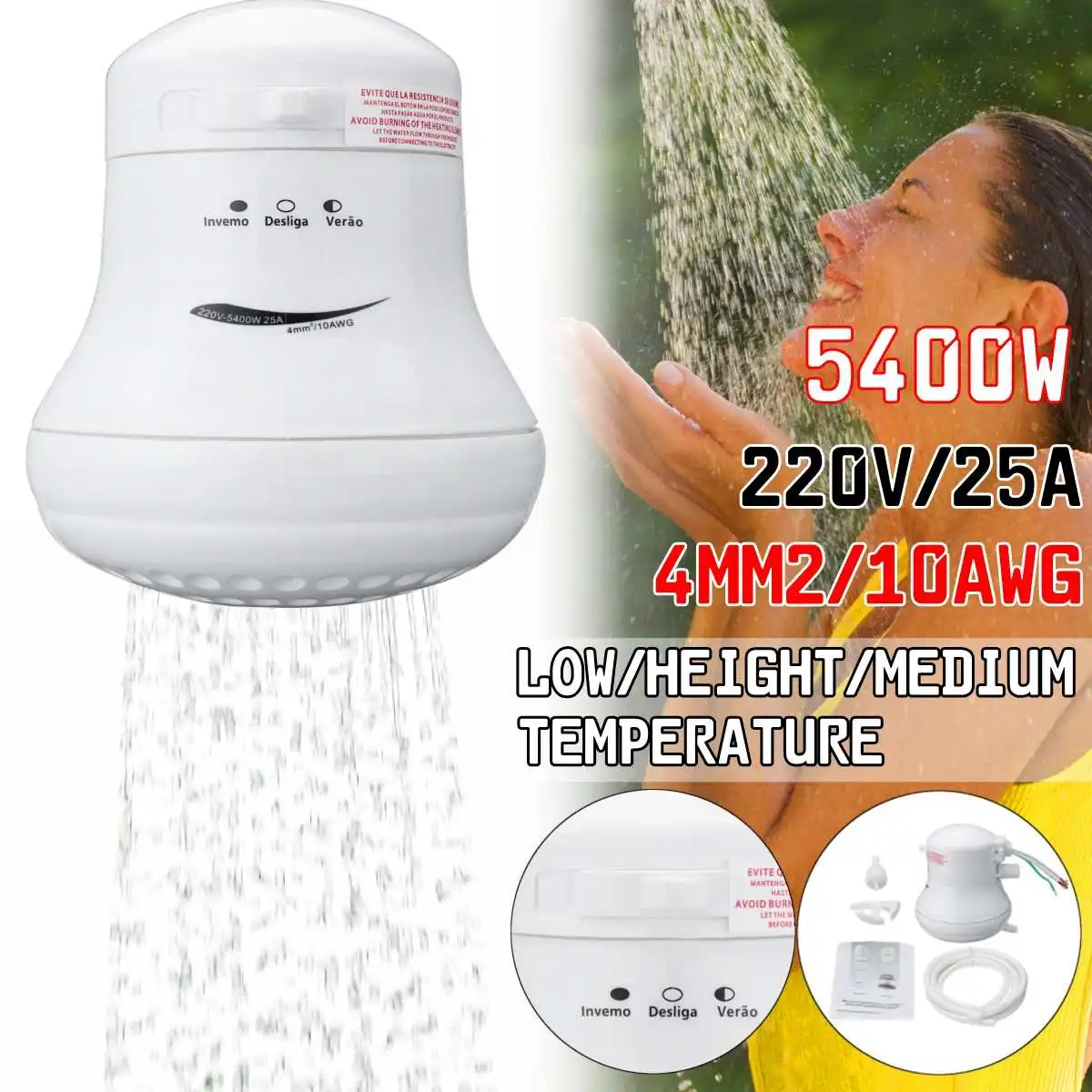 BIG SALE 5400W 110V/220V Electric Instant Water Heater Shower Head with Hose Bracket Temperature Controller Winter Supply
BIG SALE 5400W 110V/220V Electric Instant Water Heater Shower Head with Hose Bracket Temperature Controller Winter Supply