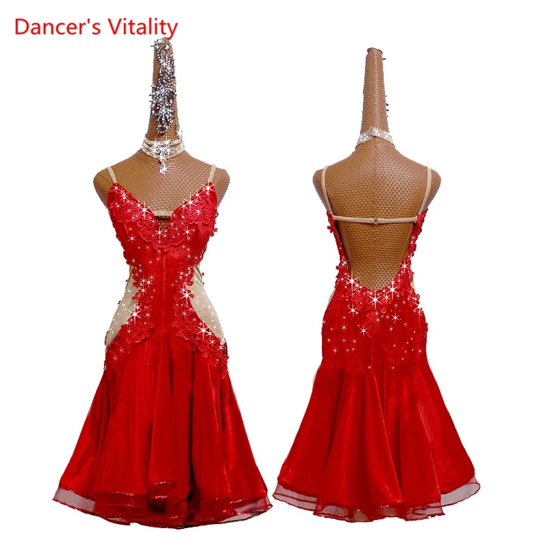 Latin Dance Dress Sexy Suspenders Embroidered Halter Custom Dancing Skirt Adult Female Professional Costume Practice Clothes
Latin Dance Dress Sexy Suspenders Embroidered Halter Custom Dancing Skirt Adult Female Professional Costume Practice Clothes