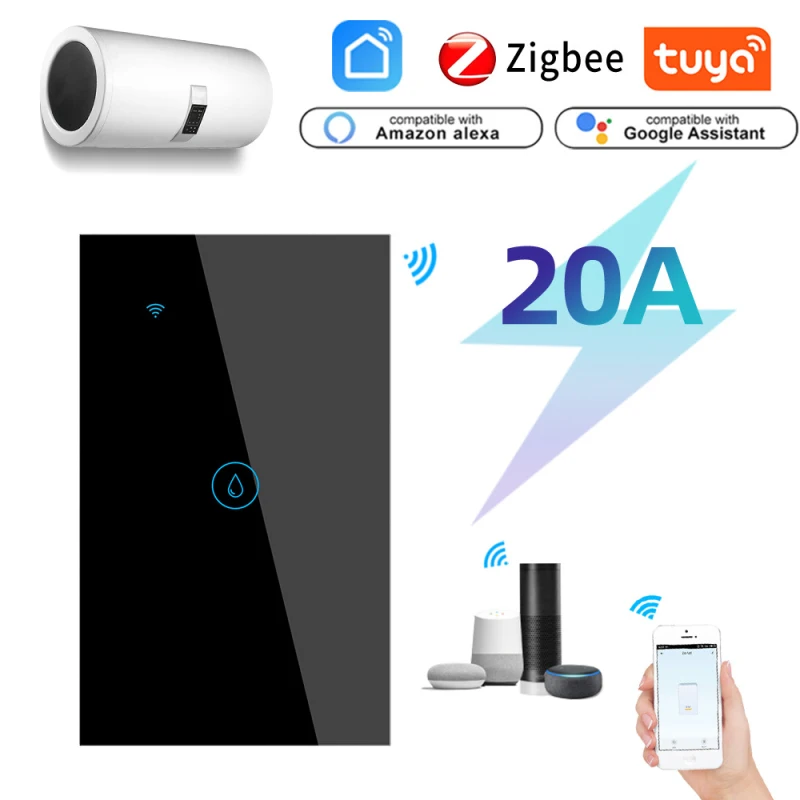 Tuya ZigBee 20A Water Heater Switch Smart Touch Wall Switch US Standard Timing Remote Control Work With Google Home Alexa
Tuya ZigBee 20A Water Heater Switch Smart Touch Wall Switch US Standard Timing Remote Control Work With Google Home Alexa
