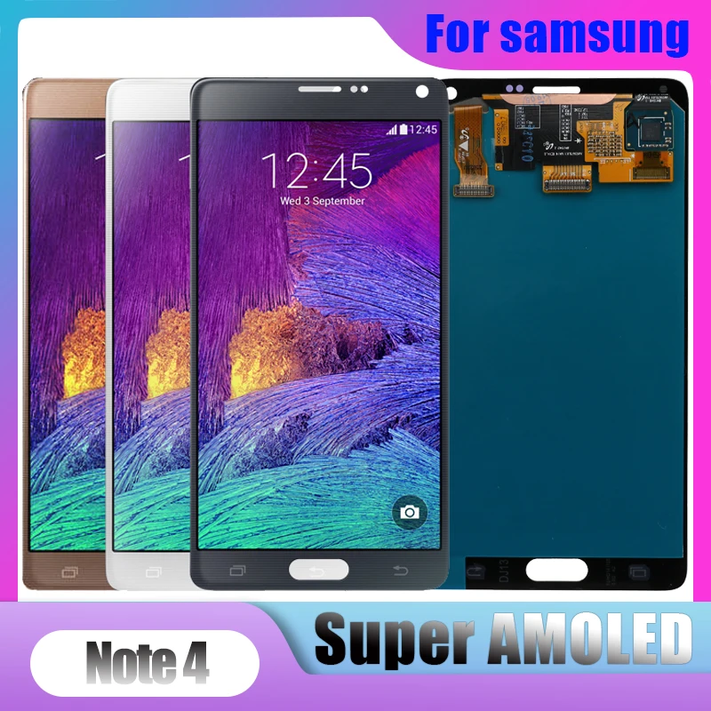 100% Оригинальный SUPER AMOLED ЖК дисплей для SAMSUNG Galaxy Note 4 сенсорный экран Note4 N910 N910A N910F