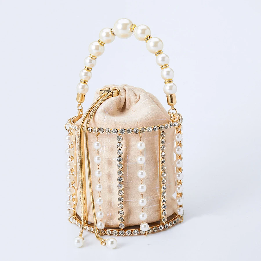 Rhinestone Pearl Evening Bags Women Fashion Design Korean Hollow Handmade Diamond Beaded Bucket Handbag Alloy Dinner Clutchs
Rhinestone Pearl Evening Bags Women Fashion Design Korean Hollow Handmade Diamond Beaded Bucket Handbag Alloy Dinner Clutchs
