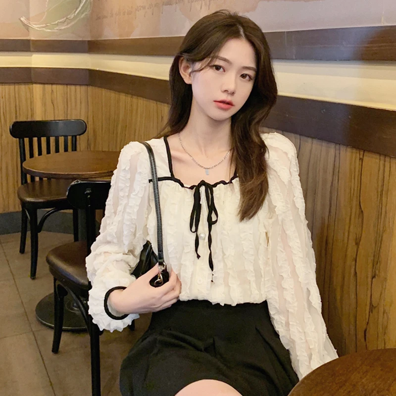 Long Sleeve Chiffon Shirt Women's Design Sense Niche 2021 New Spring And Autumn French Gentle Wind Square Collar Dress
Long Sleeve Chiffon Shirt Women's Design Sense Niche 2021 New Spring And Autumn French Gentle Wind Square Collar Dress