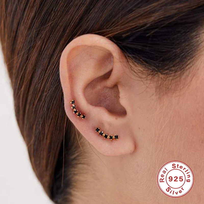 BOAKO Single Row Zircon Earrings For Women 925 Sterling Silver Stud Earrings Piercing Jewelry Ear Cuffs Pendientes #11.6 
BOAKO Single Row Zircon Earrings For Women 925 Sterling Silver Stud Earrings Piercing Jewelry Ear Cuffs Pendientes #11.6